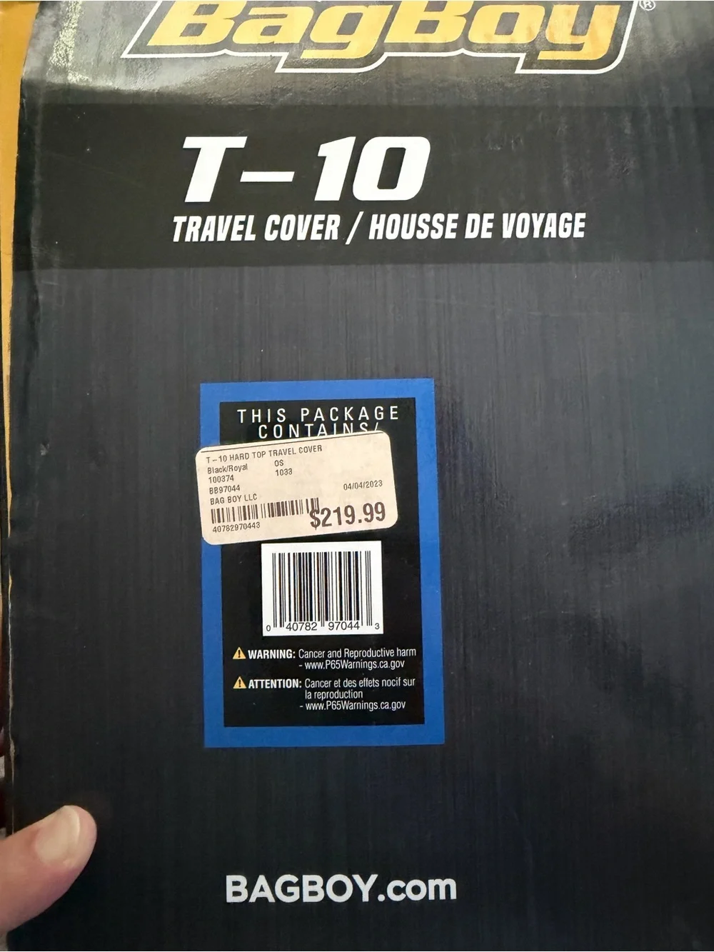 BagBoy T-10 Travel Cover in Black with Blue Trim
